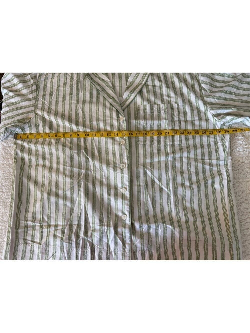 Princess Polly Striped Pajama Shorts Set Size 16 Green and White - Picture 8 of 11